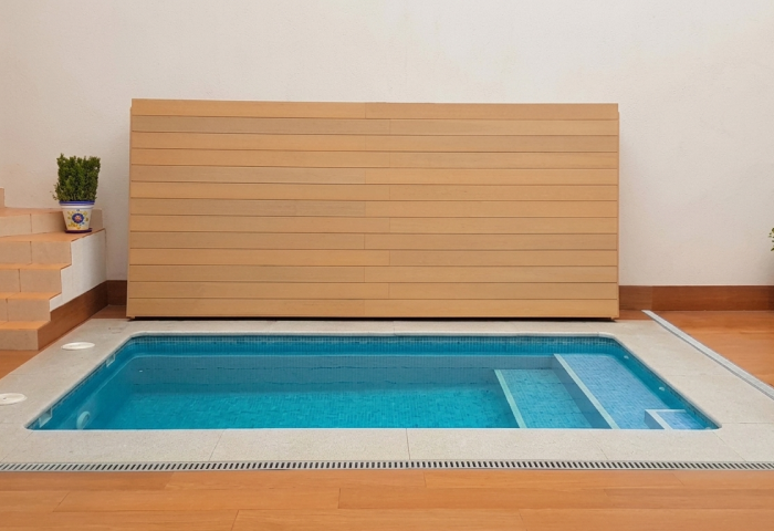 cubierta piscina transitable pasos